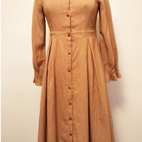 Vintage BOHO Cottagecore Long Sleeve Fit& Flare button down Gingham Shirt Dress - Picture 11 of 16